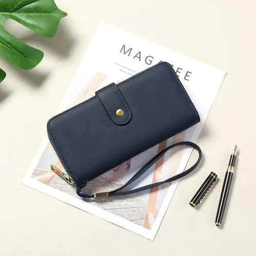 Vista 7 de GAEKEAO Cartera de mano para mujer, con bloqueo RFID, de piel, de gran capacidad, con correa de mano