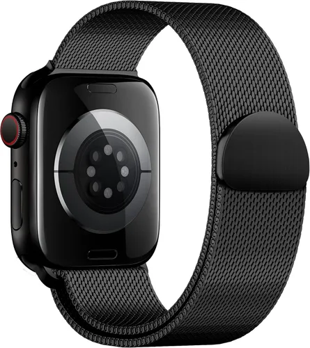Vista 10 de QOKNUL Compatible with Apple Watch Bands for Women Men Stainless Steel Negro