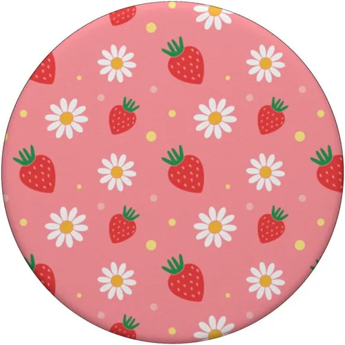 Vista 3 de PopSockets estéticos de color rosa fresa y margaritas blancas Kawaii Pastel PopSockets intercambiables PopGrip