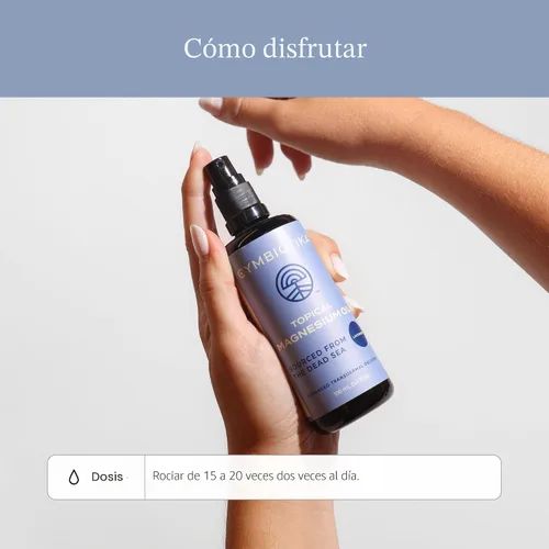 Vista 5 de CYMBIOTIKA aerosol de aceite de magnesio tópico para el cuerpo, fabricado en EE. UU., suplemento para calambres en las piernas, músculos, salud