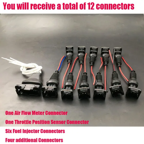 Vista 4 de Kit de conector de inyector de combustible compatible con 280zx Datsun 280z Maxima Medidor de flujo de aire Sensor de posición del acelerador