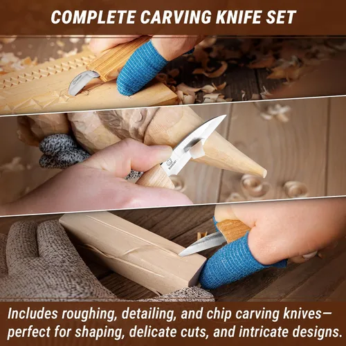 Vista 3 de Kit de Cuchillo para Tallado de Madera BeaverCraft S15, Kit de Talla para Principiantes, Niños - Juego de Herramientas de Tallado de Madera