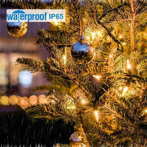 Vista 2 de 100 luces LED de árbol de Navidad de 33 pies que funcionan con baterías, blanco cálido, 8 modos, luces de cadena con temporizador para interiores