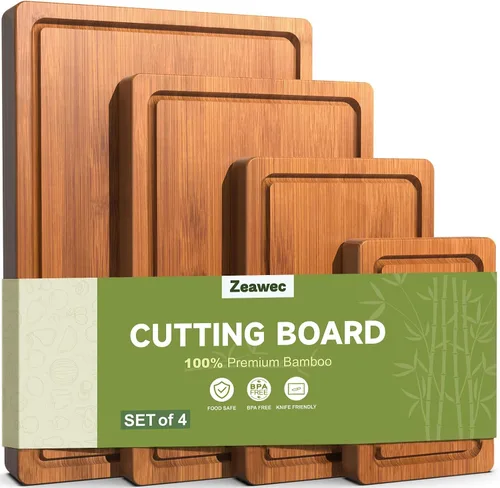Vista 9 de Juego de 3 tablas de cortar de bambú carbonizado profundo para cocina Carbonized