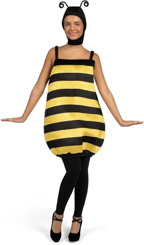 Vista 7 de Spooktacular Creations Disfraz de abejorro para mujer, disfraz de abeja negra y amarilla de una pieza con capucha