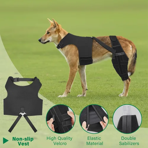 Vista 2 de Rodillera para perro para pierna trasera, soporte de pierna trasera después de una cirugía de ACL CCL desgarrado, con conector de hierro triangular