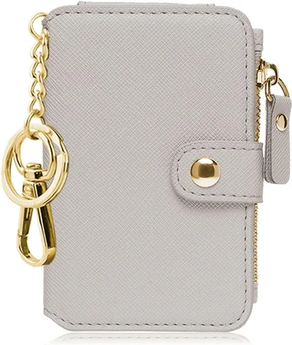 Vista 18 de Cartera con llavero, tarjetero con bloqueo RFID de piel, funda para tarjetas de crédito con cremallera para mujer