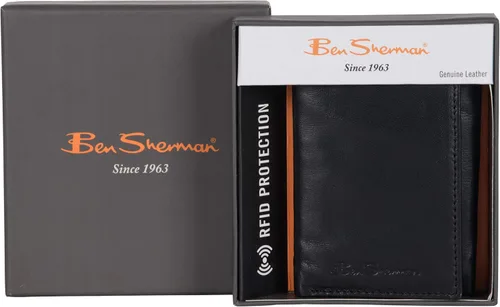 Vista 2 de Ben Sherman Mens Manchester Slim Bifold Full-Grain Leather RFID Minimalist Gift Box Wallet