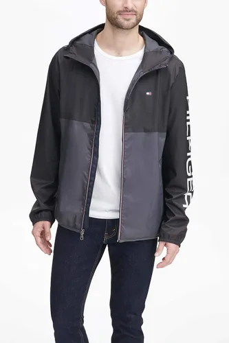 Vista 5 de Tommy Hilfiger - Chaqueta impermeable con capucha para hombre ligera para lluvia