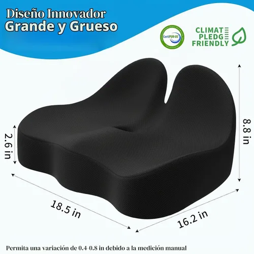 Vista 2 de Cushzone Cojín para Asiento, Cojines de Espuma de Memoria para Silla de Oficina, Diseño Ergonómico Curvo para Ciática, Coxis, Cóccix, Respaldo