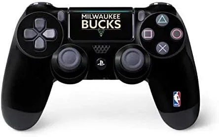 Vista 2 de Skinit Calcomanía para juegos compatible con PS4 Pro/Slim Controller, con licencia oficial de la NBA Milwaukee Bucks Animal Print Black Design