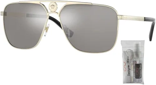 Vista 2 de Versace VE2238 Rectangle Sunglasses for Men + BUNDLE With Designer iWear Complimentary Eyewear Kit