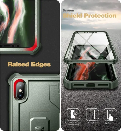Vista 7 de Dexnor Funda para iPhone Xs Max, [Protector de pantalla y soporte integrados] Protección de grado militar resistente a prueba de golpes para iPhone