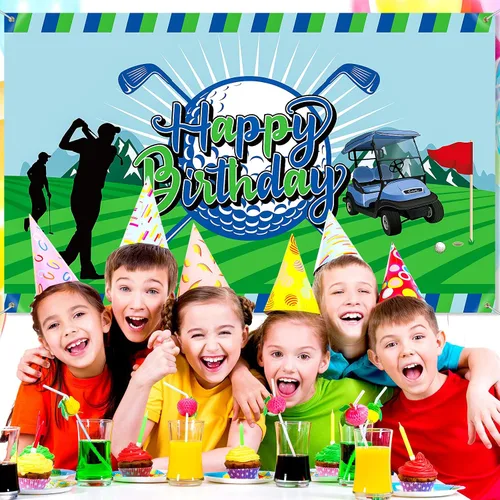 Vista 4 de Irenare Decoración de fiesta de cumpleaños de golf, telón de fondo para cabina de fotos, fondo de fotografía para golf, deportes, suministros