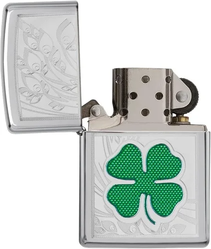 Vista 4 de Zippo Clover Design - Encendedor de bolsillo, cromo pulido, talla única (ZO24699)