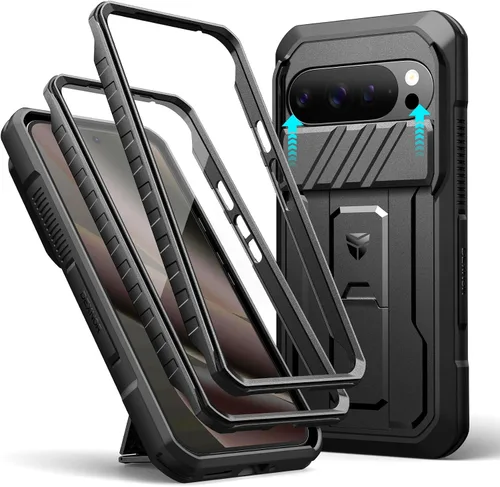 Vista 19 de Dexnor Funda para Google Pixel 9 Pro XL con cubierta deslizante para cámara y protector de pantalla integrado y soporte de alta resistencia, funda