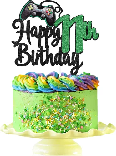 Vista 7 de Decoración de pastel de feliz cumpleaños 8 para videojuegos, suministros para tartas de fiesta de cumpleaños de 8 años, juego en nivel, decoración
