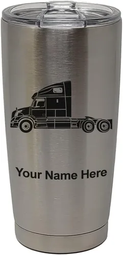 Vista 33 de LaserGram Taza aislada al vacío de 20 onzas, cabina de camión, grabado personalizado incluido (negro)