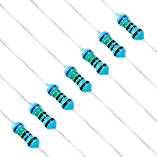 Vista 91 de Chanzon 100 piezas 1 Ω ohm Resistencia 1/4 W (0.25 W) Resistencia fija de película metálica 0.01 ±1% Tolerancia 1R MF Resistencias de agujero