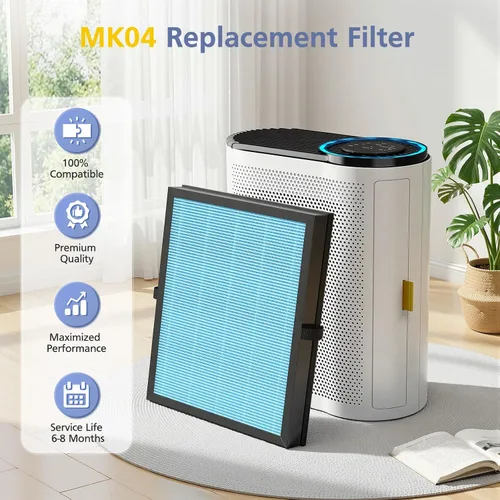 Vista 3 de Filtro MK04 compatible con purificador de aire MK04 MG-04JH, filtración 3 en 1 para filtro de repuesto MK-04, parte NO.MK-04LX
