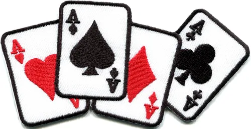 Vista 4 de Lote de 3 Poker as de espadas Diamantes Clubes Corazones dados Tarjetas Dados Señora Suerte Las Vegas Bordado Apliques Parches Hierro