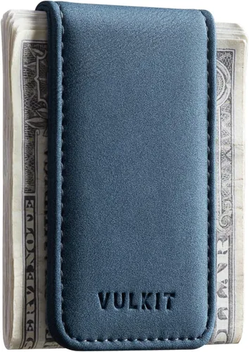 Vista 11 de VULKIT Clip magnético de cuero para dinero, portador de dinero, diseño minimalista con capacidad para hasta 15 billetes, Negro, Delgado