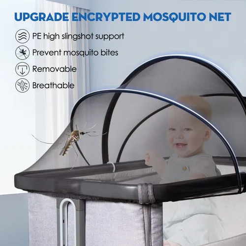 Vista 4 de Beberoad Love Cubierta de mosquitero para cuna - Dosel de malla transpirable con cremallera de 2 vías para cunas de bebé, cunas junto a la cama
