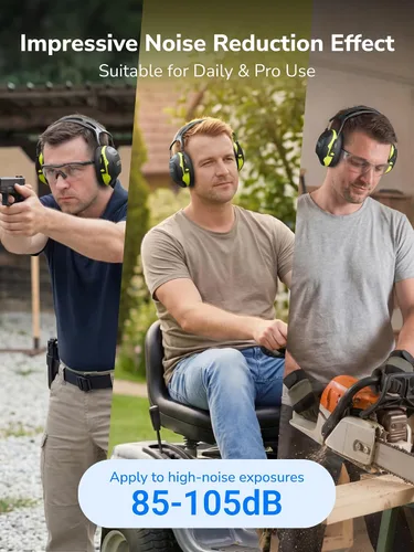 Vista 3 de Dr.meter Orejeras de reducción de ruido, auriculares de protección auditiva Z Negro Verde2