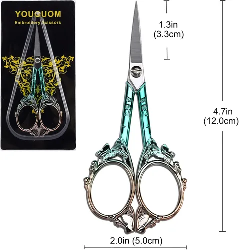 Vista 7 de YOUGUOM Tijeras pequeñas para bordar para manualidades, obras de arte, punto de cruz, hilo de costura, tijeras de hilo de hilo de 4.7 pulgadas