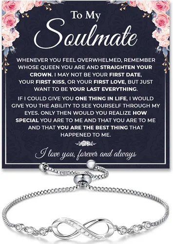 Vista 14 de Pulsera Para Mi Alma Gemela, pulsera de alma gemela para mujeres, regalo de joyería de alma gemela de novio, marido, amigo con tarjeta de mensaje