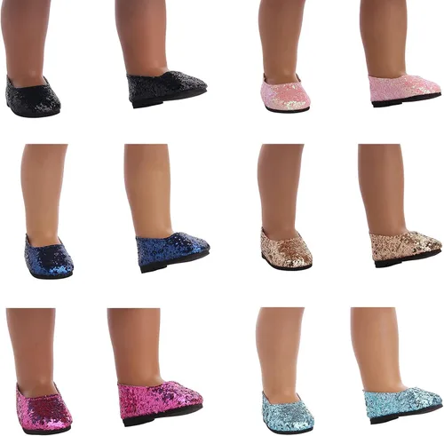 Vista 6 de yijing Accesorios para muñecas, seis pares de zapatos de muñeca de 18 pulgadas, adecuados para muñecas de 18 pulgadas (más de 3 meses)