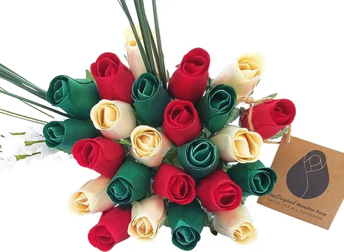 Vista 7 de Ramos originales de rosas de madera en 1, 2, o 3 docenas, Madera de abedul, Christmas, 1 Docena