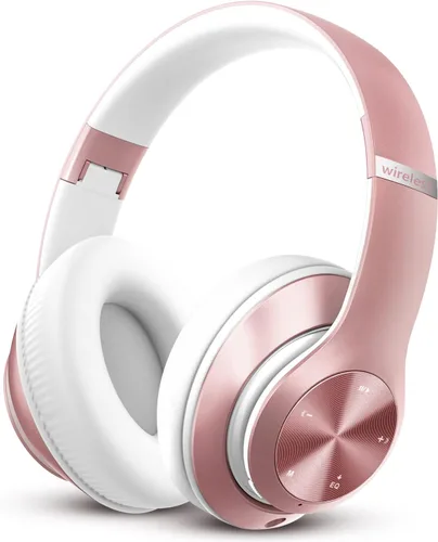 Vista 8 de Auriculares Bluetooth sobre la oreja, 60 horas de reproducción, plegables, inalámbricos, Bluetooth Hi-Fi estéreo de graves profundos con 6 modos