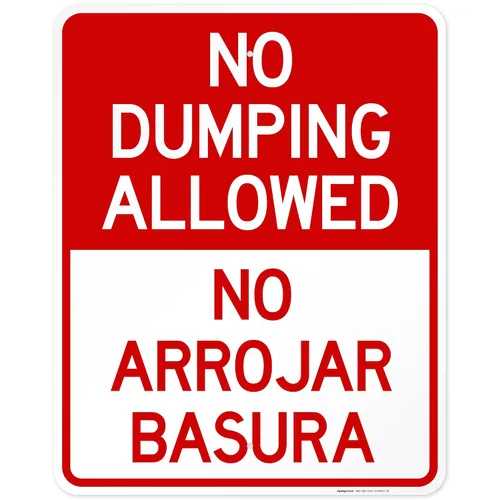 Vista 17 de No se permite el dumping No Arrojar Basura Bilingüe Sign, 10 x 7 pulgadas, aluminio 040 libre de óxido, fabricado en Estados Unidos por Sigo Signs