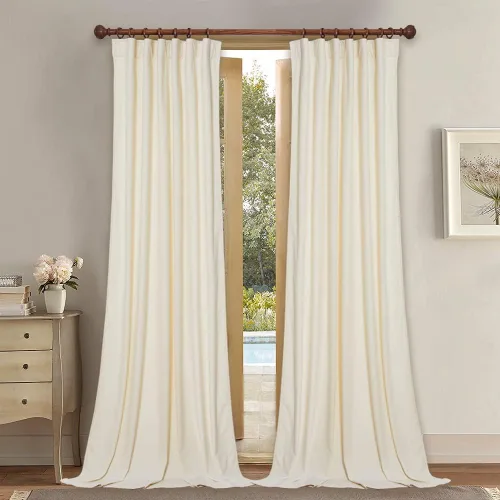 Vista 38 de StangH Cortinas 100% opacas, color beige, terciopelo suave y grueso, cortinas para ventana de dormitorio, forro blanco, cortinas con aislamiento