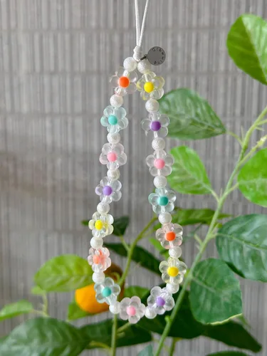 Vista 45 de Drawwind Correa con cuentas para teléfono con pulsera universal, cordón para teléfono celular lindo, pulsera de muñeca con cuentas, cadena de hilo