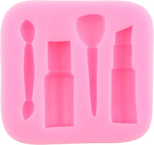 Vista 7 de ZiXiang Moldes de silicona con temática de maquillaje, moldes para fondant, para el día de San Valentín, beso labial, lápiz labial, perfume