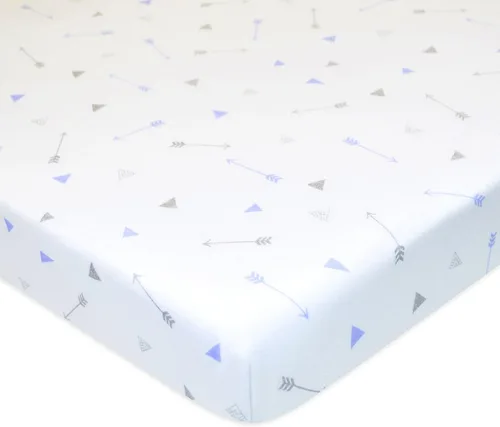 Vista 10 de American Baby Company - Sábana bajera ajustable de tejido de punto suave y transpirable 100% algodón, sábanas de practicuna, Estrellas azules
