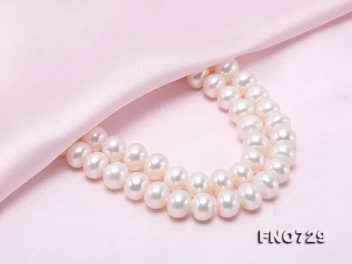 Vista 5 de JYX Pearl Collar largo 0.354-0.394 in plano redondo blanco perla de agua dulce collar suéter sin fin 32", Perla, Perla