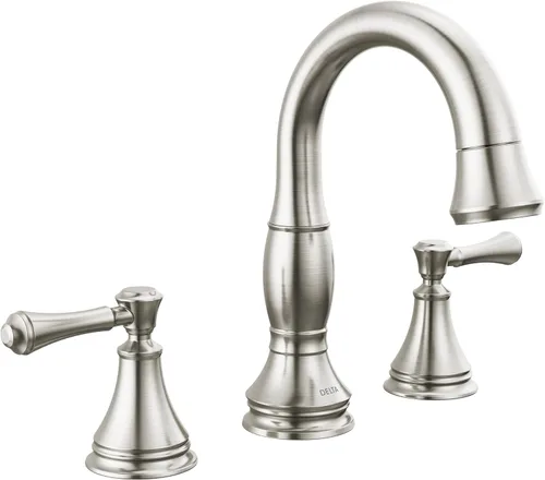 Vista 8 de Delta Faucet Cassidy - Grifo de baño extraíble hacia abajo, grifo de baño extraíble hacia afuera, grifo de baño dorado de instalación extendida de 3