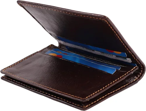 Vista 21 de Billetera delgada de cuero auténtico con bolsillo frontal, espacio para identificación y tarjetero con tecnología RFID