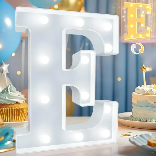 Vista 36 de Pooqla Letras con luces LED de marquesina, letras decorativas iluminadas en blanco cálido y blanco frío, letras del alfabeto iluminadas para niños