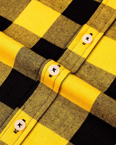 Vista 3 de siliteelon Camisa de franela a cuadros de manga larga con botones