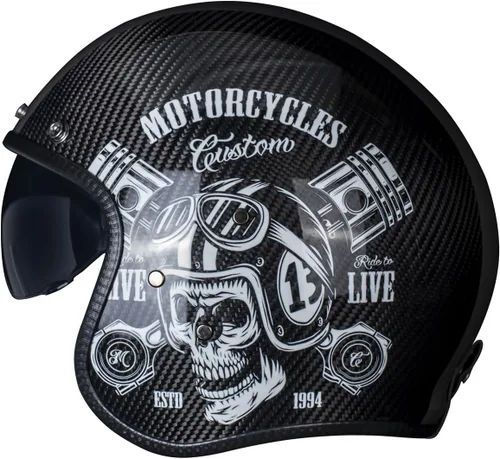 Vista 6 de Kaese Cascos de motocicleta de fibra de carbono con cara abierta retro 3/4 con visera solar para hombres y mujeres para motocicleta, crucero