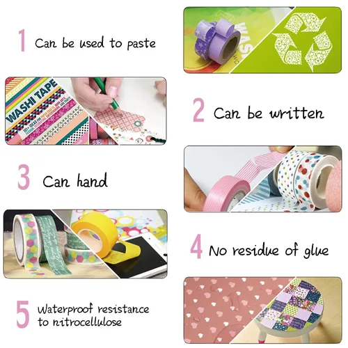 Vista 3 de Cinta Washi Linda de Perezoso, 5/8" x 197 pulgadas (15mm*5M) Linda Cinta Washi de Perezoso, Cinta Adhesiva de Cinta de Suministros de Manualidades