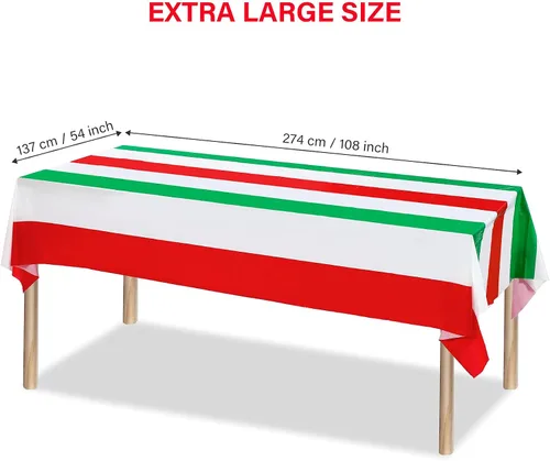 Vista 2 de Tatuo - Mantel de plástico con diseño de bandera italiana, 3 piezas, 54 x 108 pulgadas, rectangular, desechable, para fiestas, reuniones familiares