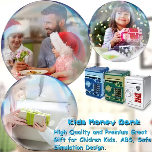 Vista 8 de 3 huchas electrónicas para niños, 3 unidades, gran juguete de regalo para niños y niñas, caja de ahorro de dinero con contraseña, regalo perfecto