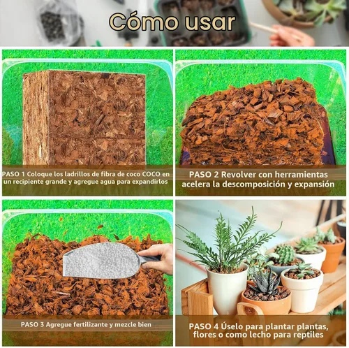 Vista 4 de Riare - Chips de fibra de coco orgánica de 10 libras para plantas, sustrato de cáscara de coco