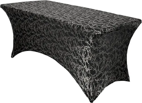 Vista 13 de YOUR CHAIR COVERS - Fundas rectangulares de elastano para mesas de 4 pies, manteles ajustados para eventos de boda, decoraciones de patio, tela Negro
