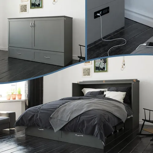 Vista 25 de AFI, Hamilton Twin XL Murphy - Cómoda de cama con colchón y cajón de 6 pulgadas, color gris